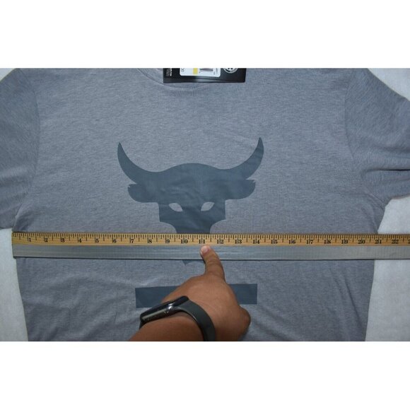 Under Armour Project Rock Men's Shirt Size M Gray Hardest Worker Long Sleeve New - Picture 10 of 11